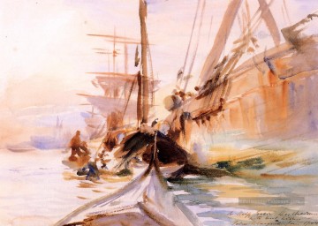  Venise Tableaux - Déchargement de bateaux Venise John Singer Sargent